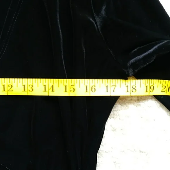 Elementz Faux Wrap Faux Rhinestone Velour Top S Black - Picture 7 of 9
